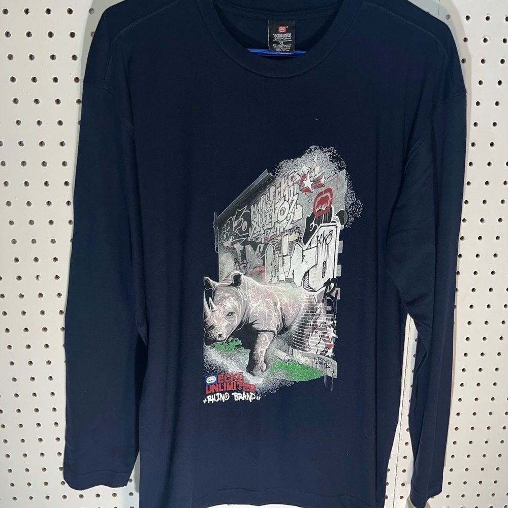 Marc Ecko Black Long Sleeve Tee with Rhino Graphic